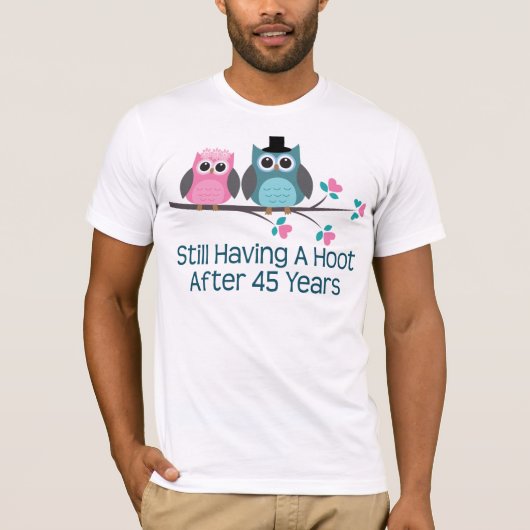 T-shirt Cadeau pour 45e anniversaire Mariage Hoot (Devant)