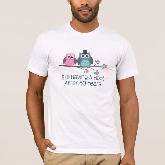 T-shirt Cadeau pour 60e anniversaire Mariage Hoot (Devant)
