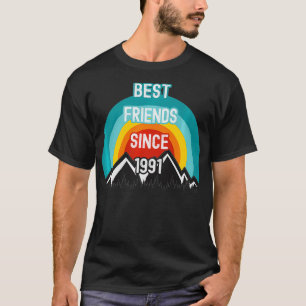 T-shirt Cadeau Pour Amis, Meilleurs Amis Depuis 1991 Premi