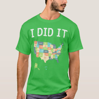 T-shirt Cadeau pour avoir visité les 50 États carte USA Ca