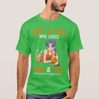 T-shirt Cadeau pour fille amatrice d'anime et de chat