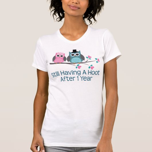 T-shirt Cadeau pour le 1er anniversaire Mariage Hoot (Devant)