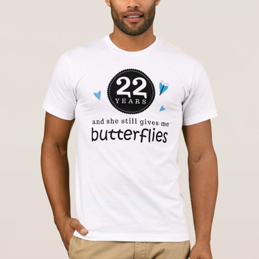 T-shirt Cadeau pour papillon du 22e anniversaire du Mariag (Devant)