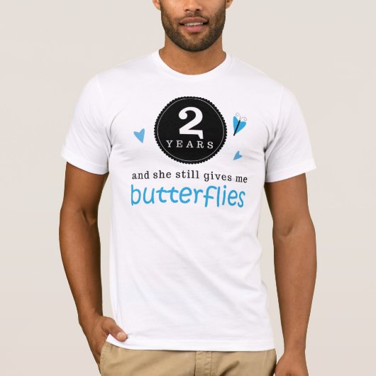 T-shirt Cadeau pour papillon du 2e anniversaire du Mariage (Devant)