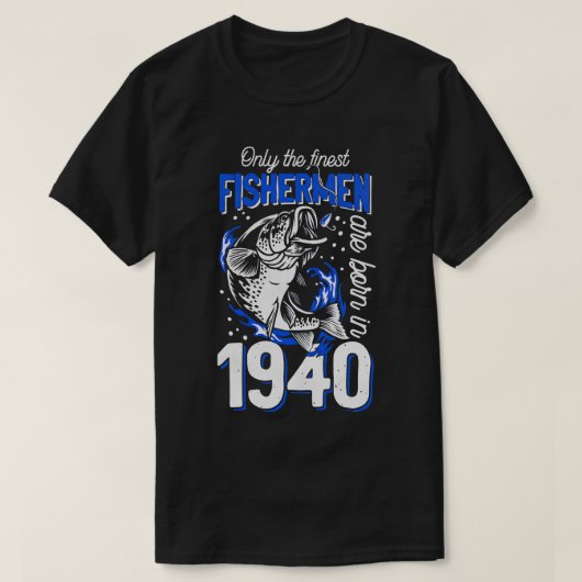 T-shirt Cadeau pour Pêcheur de 80 ans Pêcheur 1940 80e (Design devant)