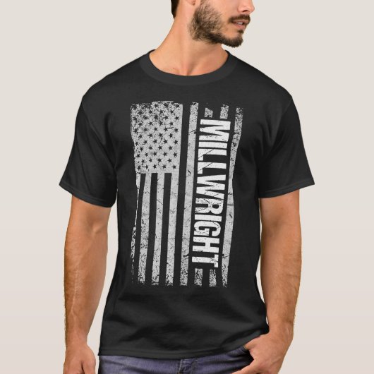 T-shirt Cadeau Premium du drapeau américain de Millwright (Devant)