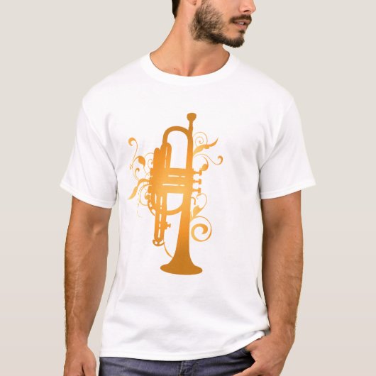 T-shirt Cadeau rougeoyant de musique de trompette (Devant)