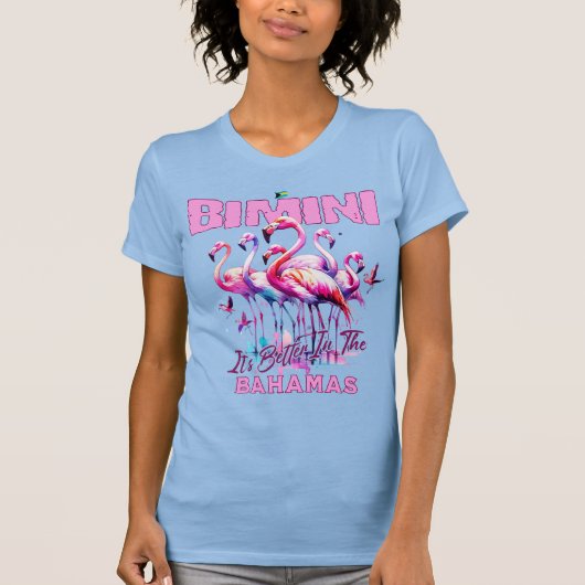 T-shirt Cadeau souvenir Bahamas : Flamant rose Bimini Baha (Devant)