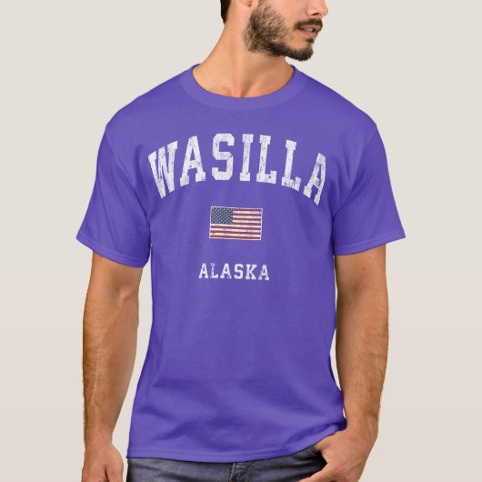 T-shirt Cadeau sportif rétro Wasilla Alaa Ak Drapeau améri (Devant)