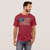 T-shirt Cadeau vintage Electrician American Flag (Devant entier)