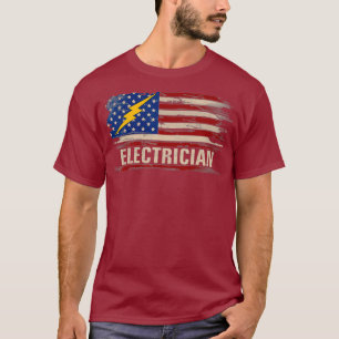 T-shirt Cadeau vintage Electrician American Flag