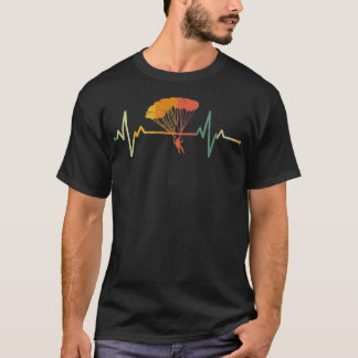T-shirt Cadeau vintage Paraglider Hearbeat Skydive Parachu