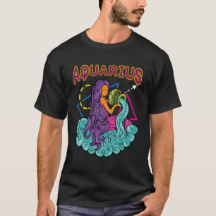 T-shirt Cadeau Zodiaque De Mermaid Rétro Pour Aquarius Gir