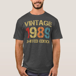 T-shirt Cadeaux 33 ans Vintage 1989 Édition Limitée Bi