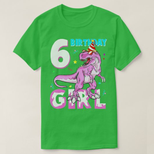T-shirt Cadeaux 6 ans 6e anniversaire fille Dinosaur T Rex (Design devant)