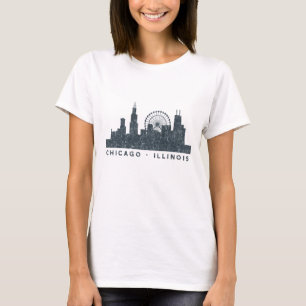 T-shirt Cadeaux d'art d'architecture d'horizon de Chicago