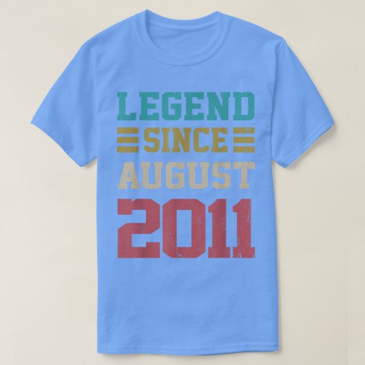 T-shirt Cadeaux de 11 ans Légende depuis août 2011 (Design devant)
