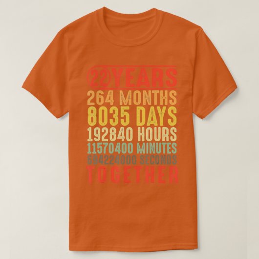T-shirt Cadeaux de 22 ans pour l'anniversaire du Mariage p (Design devant)