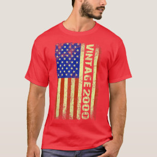 T-shirt Cadeaux de 22 ans Vintage 2000 drapeau américain 2