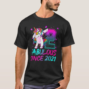 T-shirt Cadeaux de 2 ans Filles Ados Dabbing Unicorn 2e B