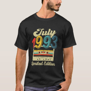 T-shirt Cadeaux de 30 ans Retro Juillet 1993 Cassette 30e 