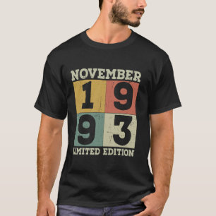 T-shirt Cadeaux de 30 ans Vintage Novembre 1993 30e Birt