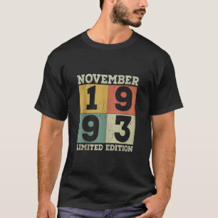 T-shirt Cadeaux de 30 ans Vintage Novembre 1993 30e Birt