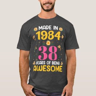 T-shirt Cadeaux de 38 ans Femmes 38e anniversaire filles f