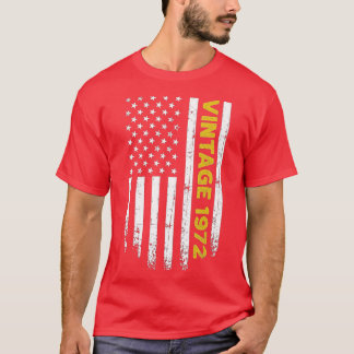 T-shirt Cadeaux de 50 ans Vintage 1972 drapeau américain 5