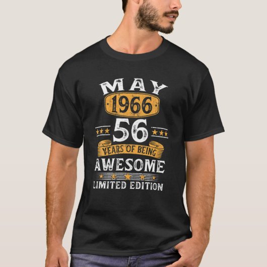 T-shirt Cadeaux De 56 Ans Mai 1966 Édition Limitée 56E Bi (Devant)