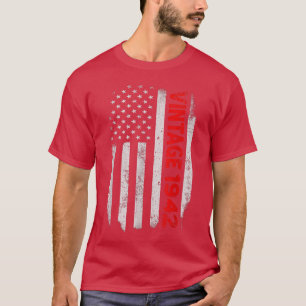 T-shirt Cadeaux de 80 ans Vintage 1942 drapeau américain 8