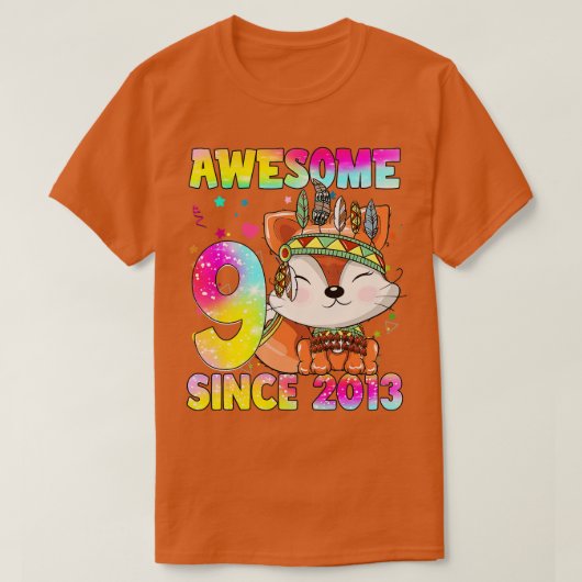 T-shirt Cadeaux de 9 ans Filles ns mignon renard tribal 9e (Design devant)