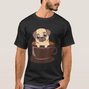 T-shirt Cadeaux de café Pug dans une tasse Cadeaux de Pug