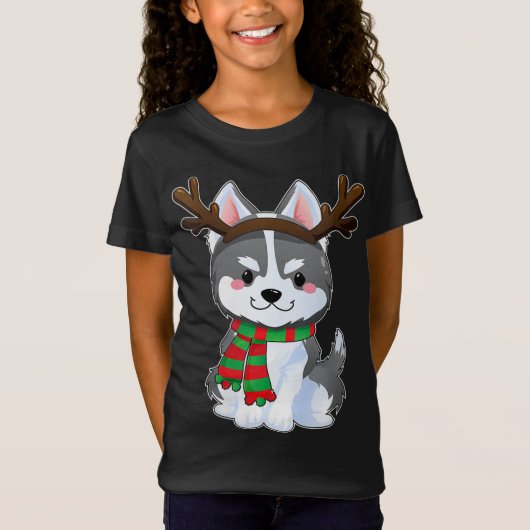 T-Shirt Cadeaux de Chien Sibérie Husky Drôle Noël Noël (Devant)