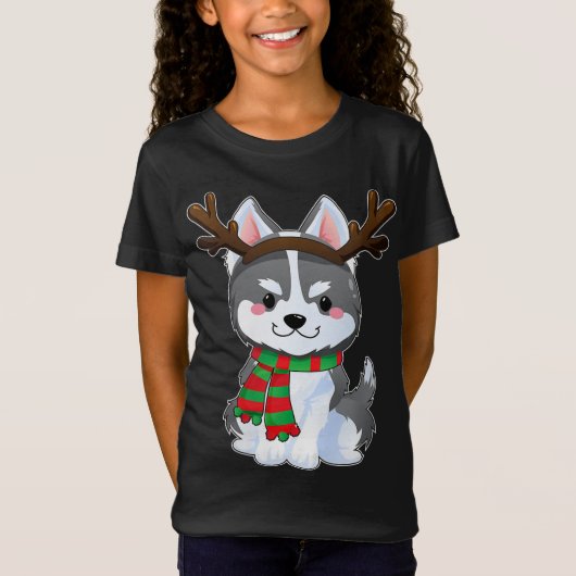 T-Shirt Cadeaux de Chien Sibérie Husky Drôle Noël Noël (Devant)