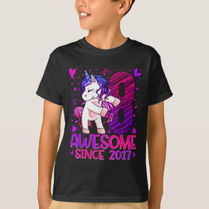 T-shirt Cadeaux de licorne de 8 ans pour filles 8e anniver