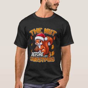 T-shirt Cadeaux de noix Noël amusant Santa Hat Squirrel L