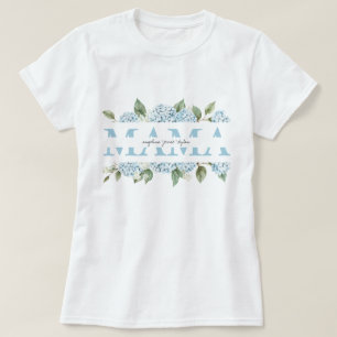 T-shirt Cadeaux de Noms de Fleurs d'Hortensias Bleus pour