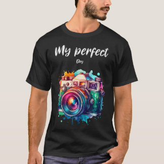 T-shirt Cadeaux de photographe à l'aquarelle pour annivers