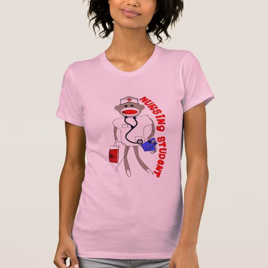 T-shirt Cadeaux de singe de chaussette d'étudiant de soins (Devant)