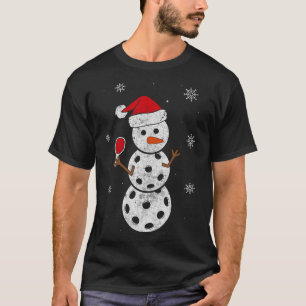 T-shirt Cadeaux De Snowman De Santa Hat Pour Pickleball Fu