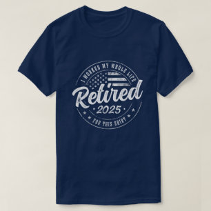 T-shirt Cadeaux humour retraite 2025 Drapeau américain Ret