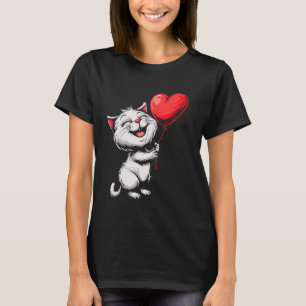 T-shirt Cadeaux Romantiques Chat Coeur Ballon Saint-Valent