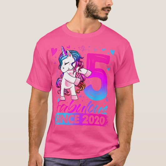 T-shirt Cadeaux Unicorne 5 Ans Pour Filles 5E Anniversaire (Devant)