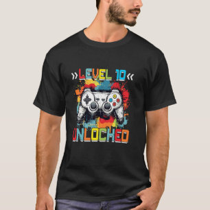 T-shirt Cadeaux vidéo de niveau 10 débloqués pour 10 ans B