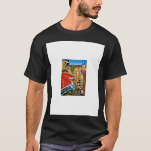 T-shirt Cadillac Rétro Dans Le Désert Avec Un Grand Garçon