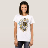 T-shirt Cadran Steampunk avec libellule (Devant entier)