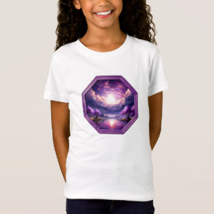 T-Shirt Cadre Beau Paysage Violet Avec Reflets