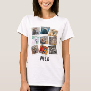 T-shirt Cadre de collage photo d'animaux sauvages modernes