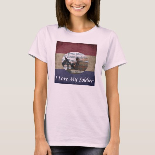 T-shirt Cadre photo J'aime Mon Soldat Photo personnalisée (Devant)